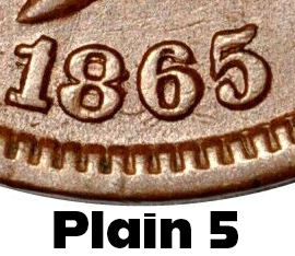 1865 Indian Head Cent Plain 5